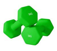 SPORTNOW Set of 2 Hex Dumbbells, Neoprene Weights Pair with Non-Slip Grip, Home Gym Fitness Training Equipment, 2 x 5kg, Green