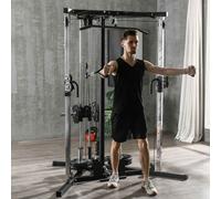 SPORTNOW Home Gym Machine, Multifunctional Gym Equipment with High and Low Pulleys, Pull Up Bar, 15-Position Adjustable Strength Training Workout Station for Full Body Fitness Black