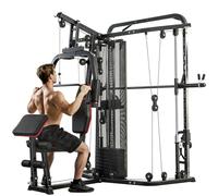 SPORTNOW Home Multi Gym Smith Machine, Multifunction Gym Equipment with 65kg Weight Stack, Cable Pulley System, Chest Station, Preacher Pad & Leg Developer for Full Body Strength Training