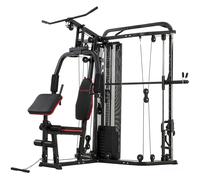 SPORTNOW Home Multi Gym Smith Machine with 65kg Weight Stack, Cable Pulley System, Chest Station, Preacher Pad & Leg Developer