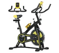 SPORTNOW Indoor Stationary Exercise Bike with Adjustable Seat and Resistance - Yellow, Yellow