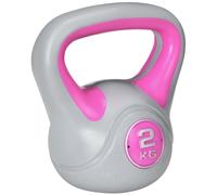 SPORTNOW Kettlebell, 2kg Kettle Bells with Handle for Home Gym Weight Lifting and Strength Training, Pink and Grey Pink