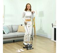 Sportnow Mini Stepper, Compact Step Machine Exerciser With Resistance Bands, Grey