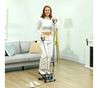SPORTNOW Mini Stepper, Compact Step Machine Exerciser with Resistance Bands - Grey - 41L x 30.5W x 18.5H cm