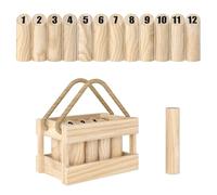 SPORTNOW Molkky Game, Wooden Skittles Throwing Game with Carrying Box in Natural SPORTNOW Natural