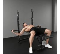 Sportnow Multi-Exercise Incline/flat Weight Bench With Bench Press Rack In Black Black