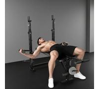 Sportnow Multi-Exercise Incline/flat Weight Bench With Bench Press Rack In Black Black