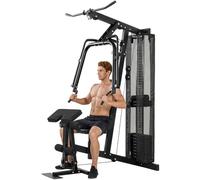 SPORTNOW Multi Gym All-in-One Home Gym Adjustable Seat 45kg Weight Stack | Adjustable Back, Lat Pull Down, Chest Press, Leg Extension, Bicep Curl, Full Body Strength Training