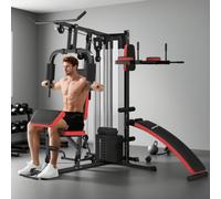 Sportnow Multi Gym Workout Station With Sit Up Bench, Push Up Stand, Dip Bars
