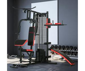 SPORTNOW Multi Gym Workout Station with Sit Up Bench, Push Up Stand, Dip Bars - 225L x 175W x 200Hcm