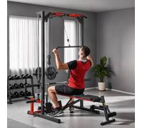 SPORTNOW Cable Crossover Machine, Multifunction Power Cage with Pull Up Bar - Black - 180L x 150W x 220H cm