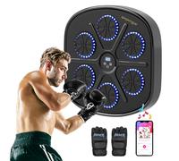 SPORTNOW Music Boxing Machine, Smart Bluetooth Boxing Machine Wall Mounted with 9 Speeds & Modes, LED Lights and Gloves, Punching Pad for Adults, Black