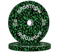 Sportnow Olympic Weight Plates With 5Cm Holes For Weight Lifting, 2 X 10Kg, Green