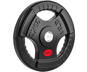 SPORTNOW Olympic Weight Plate, 2"/5cm Weight Disc with Tri-Grips, 20kg Dumbbell Plate for Weightlifting and Strength Training Home Gym Fitness Workout, Black