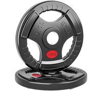 SPORTNOW Olympic Weight Plates, 2"/5cm Weight Disc Pair with Tri-Grips, 2 x 10kg Dumbbell Plates for Weightlifting and Strength Training Home Gym Fitness Workout, Black