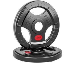 SPORTNOW Olympic Weight Plates, 2"/5cm Weight Disc Pair with Tri-Grips, 2 x 10kg Dumbbell Plates for Weightlifting and Strength Training Home Gym Fitness Workout, Black