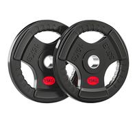 SPORTNOW Olympic Weight Plates, 2"/5cm Weight Disc Pair with Tri-Grips, 2 x 15kg Dumbbell Plates for Weightlifting and Strength Training Home Gym Fitness Workout, Black