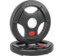 SPORTNOW Olympic Weight Plates, 2"/5cm Weight Disc Pair with Tri-Grips, 2 x 5kg Dumbbell Plates for Weightlifting and Strength Training Home Gym Fitness Workout, Black