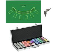 Sportnow 500-piece Poker Chips Set W/ Mat, Aluminium Case, Silver
