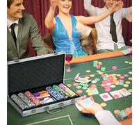 SPORTNOW Poker Chips Set w/ Mat, Aluminium Case, Two Decks of Cards in Silver SPORTNOW Silver