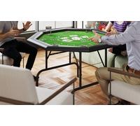 SPORTNOW Poker Set and Foldable Poker Table : 8 Player Foldable Poker Table with Cup Holders Green