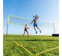 SPORTNOW Portable Volleyball Net Set with Adjustable Height Steel Poles, Professional Volleyball Net System with Volleyball, Boundary Line and Carrying Bag, for Outdoor Beach, Garden