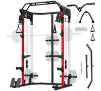 SPORTNOW Power Cage Smith Machine, Power Rack with Adjustable Cable Pulley System, Multifunctional Squat Rack for Home Gym Strength Training with Pull-Up Bar, Dip Station, Landmine, 900KG Capacity