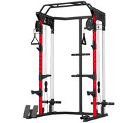 SPORTNOW Power Cage Smith Machine, Power Rack with Adjustable Cable Pulley System, Pull-Up Bar, Dip Station, Landmine