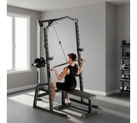 SPORTNOW Power Cage, Multi-Functional Power Rack with Cable Pulley System, Lat Pulldown & Pull Up Bar, 15-Level Adjustable Squat Rack for Home Gym Workout