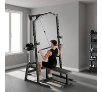 SPORTNOW Power Cage with Pulley System, Squat Rack in Black SPORTNOW Black