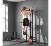 SPORTNOW Power Tower with Lat Pull down Machine, Pull up Bar, Dip Station and Push up Bar, Adjustable Height Multifunction Power Pack for Home Gym Strength Training, 300kg Capacity