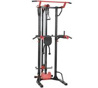 SPORTNOW Power Tower with Lat Pull Down Machine, Pull Up Bar, Dip Station, Adjustable Height Power Pack for Home Gym
