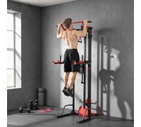 Sportnow Power Tower With Lat Pull Down Machine, Pull Up Bar, Dip Station In Black Black