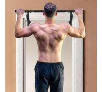 SPORTNOW Doorway Pull-Up Bar, No-Drilling Chin-Up Bar, Push-Up Stand with Resistance Bands, Padded Handles for Home Gym Exercise, Blue