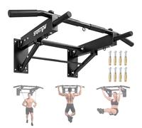 SPORTNOW Pull Up Bar Wall Mounted Chin Up Bar with Folding Design, 3 Hooks for Resistance Bands, Multi Non-Slip Grips, Upper Body Workout Bracket for Home Gym, Supports up to 120 kg, Black