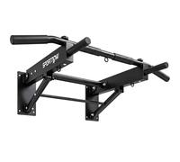 SPORTNOW Pull Up Bar Wall Mounted Chin Up Bar with Folding Design, 3 Hooks for Resistance Bands, Supports up to 120 kg, Black