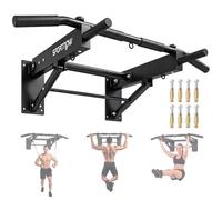 SPORTNOW Pull Up Bar Wall Mounted, Folding Design, 3 Hooks, 120 kg, Black