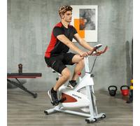 Sportnow Quiet Stationary Exercise Bike With Adjustable Seat, White