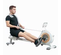 SPORTNOW Rowing Machine, 16-Level Magnetic Rower Machine with LCD Monitor and Phone Holder, Vertical Storage, for Home Gym Cardio Training, Black White