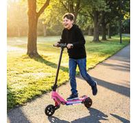 SPORTNOW Electric Scooter for Kids, Dual Suspension Foldable Kids Scooter for Age 6-14 with LED Display, RGB Lights, Up to 16km/h, 12km Range, 6.5" Solid Wheels, Kick-to-Start, for Boys Girls, Pink