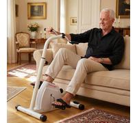 SPORTNOW Seated Pedal Exerciser, Hand Arm Knee Leg Exercise Bike, Height-adjustable, with LCD Display, Adjustable Resistance and Massage Rollers for Elderly Rehabilitation