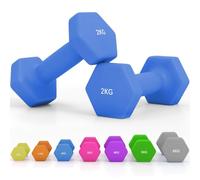 SPORTNOW Set of 2 Hex Dumbbells Neoprene Non Slip Grip | Weights Pair, Home Gym Fitness Training Equipment