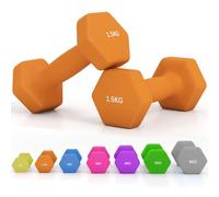 SPORTNOW Set of 2 Hex Dumbbells, Neoprene Weights Pair with Non-Slip Grip, Home Gym Fitness Training Equipment, 2 x 1.5kg, Orange