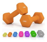 SPORTNOW Set of 2 Hex Dumbbells Neoprene with Non-Slip Grip 2x1.5kg Orange