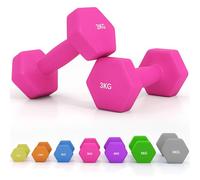 SPORTNOW Set of 2 Hex Dumbbells, Neoprene Weights Pair with Non-Slip Grip, Home Gym Fitness Training Equipment, 2 x 3kg, Pink