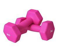 SPORTNOW Set of 2 Hex Dumbbells, Neoprene Weights Pair with Non-Slip Grip, Home Gym Fitness Training Equipment, 2 x 3kg, Pink