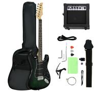 SPORTNOW 6 String Right-Handed Electric Guitar, with 20W Amp, Digital Tuner, Space Strings, Picks, Shoulder Strap and Case Bag - Dark Green