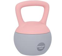 SPORTNOW Soft Kettlebell, 10kg Kettle Bell with Non-Slip Handle for Home Gym Weight Lifting and Strength Training, Pink and Grey