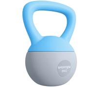 SPORTNOW Soft Kettlebell, 8kg Kettle Bell with Non-Slip Handle for Home Gym Weight Lifting and Strength Training, Yellow and Grey Light Blue