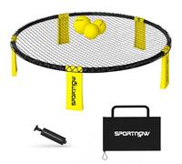 SPORTNOW Spike Game Set, Mini Beach Games Set with Net, 3 Balls and Ball Pump, Portable with Carrying Bag for Outdoor Team Sports, Yellow